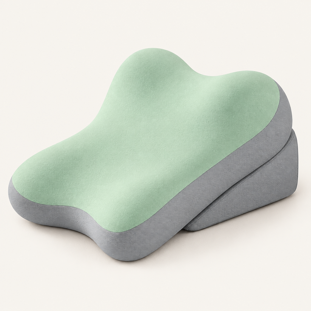 Close view of adjustable bed wedge pillow fabric and sections