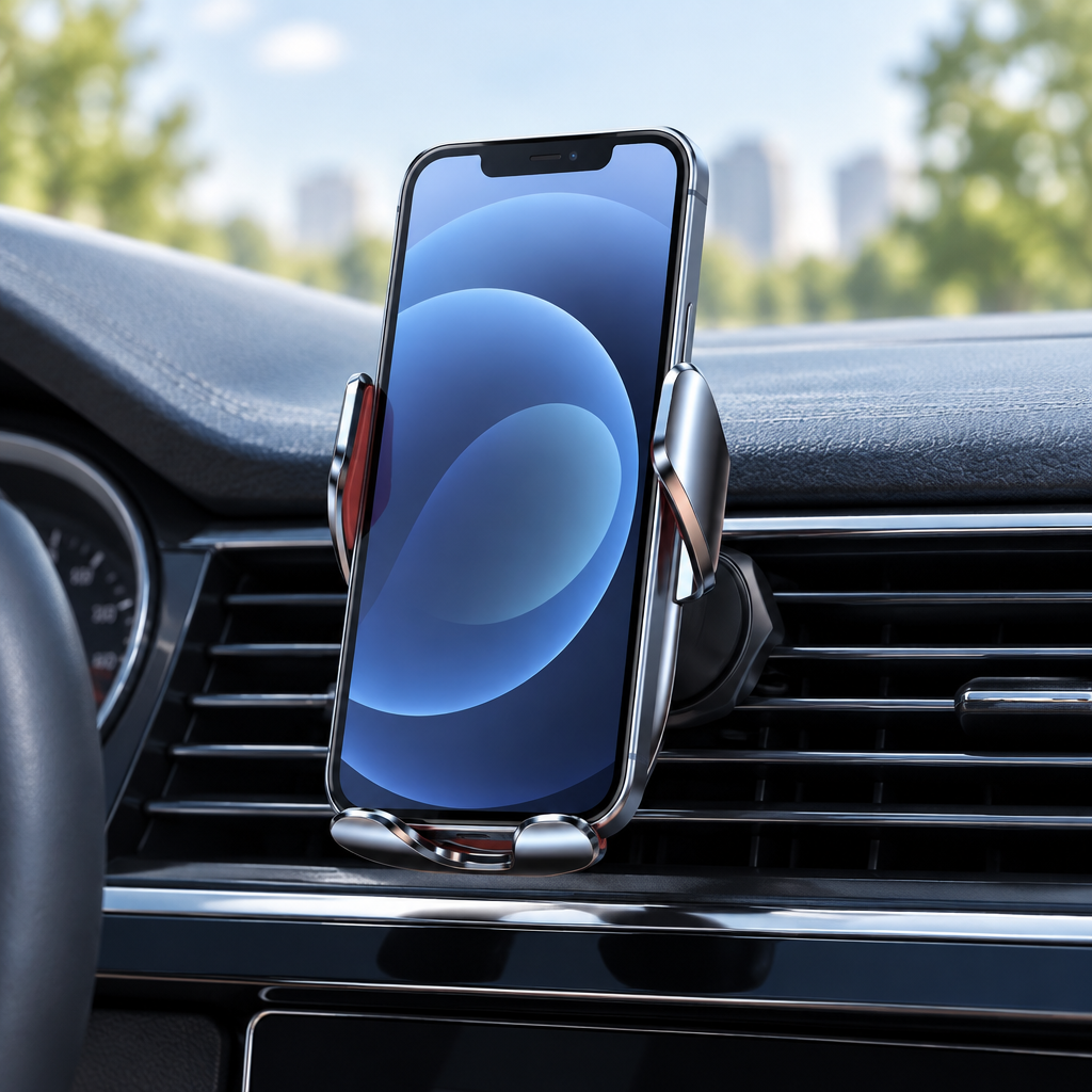 Rotatable phone holder attached to a car air vent